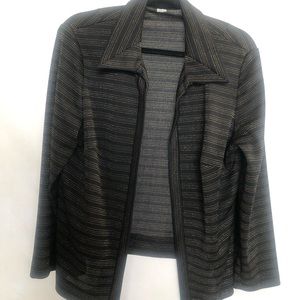 Black and gold sheer striped 70’s open front shirt